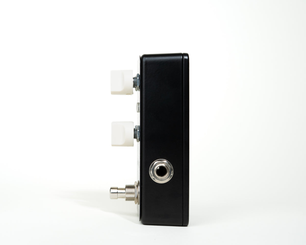 Auralith Reverb MK1 guitar pedal by Dual Stage Amplification — input side showing the 1/4-inch jack