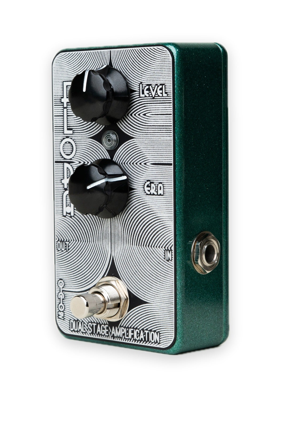 Flora Boost MK1 guitar pedal by Dual Stage Amplification — angled view, input side