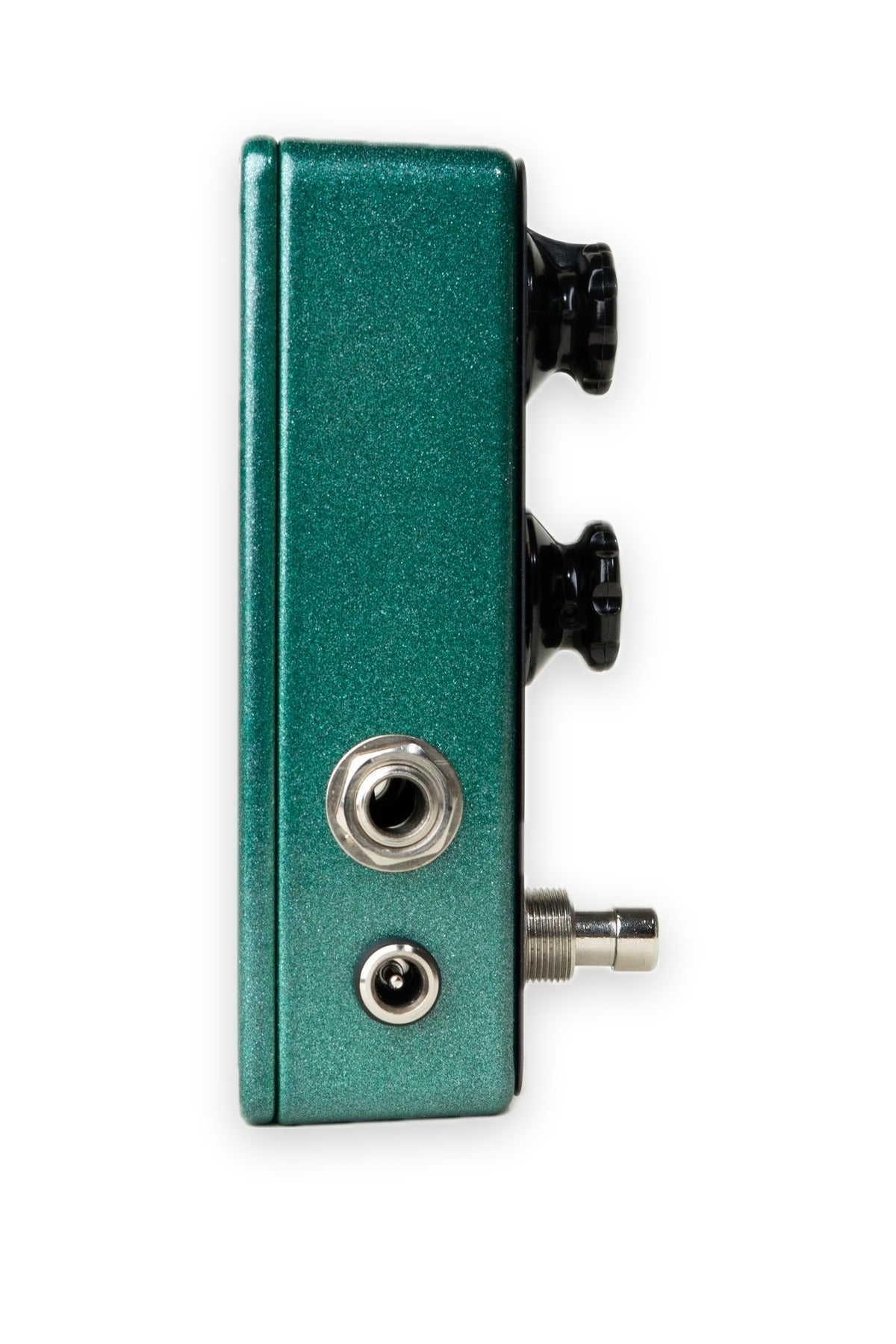 Flora Boost MK1 guitar pedal by Dual Stage Amplification — output side with the 1/4-inch and DC jacks
